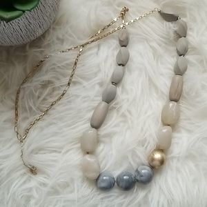 Long stone, wood necklace